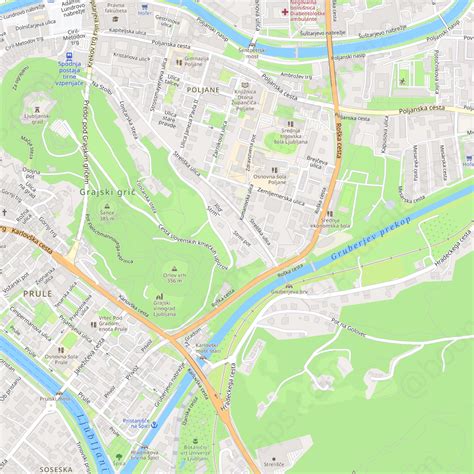 Ljubljana Modern Atlas Vector Map Boundless Maps