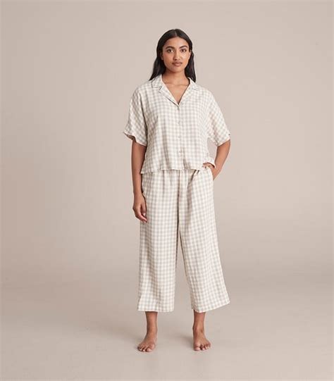 Linen Blend 7 8 Pant And Shirt Sleep Pyjama Set Target Australia