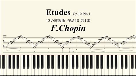 簡単楽譜ショパン 12の練習曲 作品10 第1番 F Chopin Etudes Op 10 No 1 ムト譜 3線譜