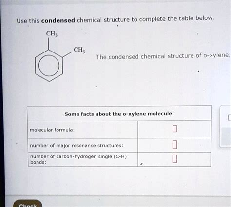 SOLVED Use This Condensed Chemical Structure To Complete The Table