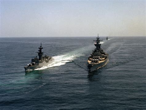 An Aerial Port Bow View Of The Battleship USS NEW JERSEY BB 62 And