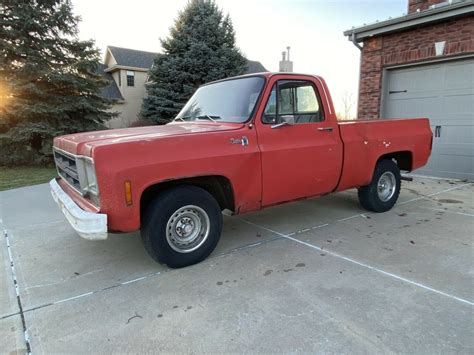 1976 Gmc Pickup C15 Short Box Swb Pickup Red Rwd Manual Sierra