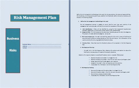 Risk Management Plan Template Professional Word Templates