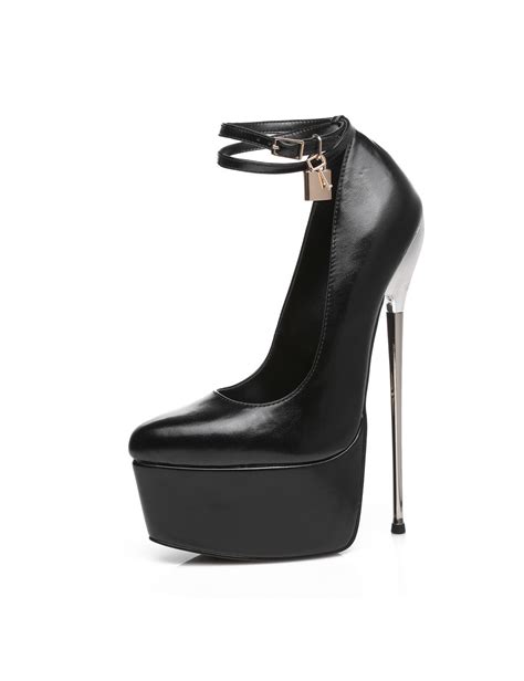 Black Essence Giaro Slick Platform Pumps With Locking Ankle Strap