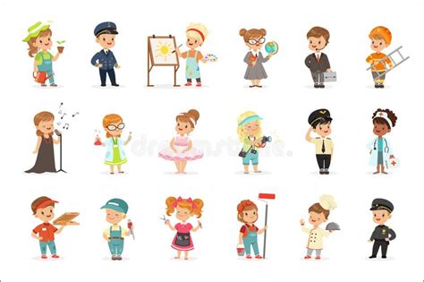 Kid Set Of Different Professions Stock Vector Illustration Of