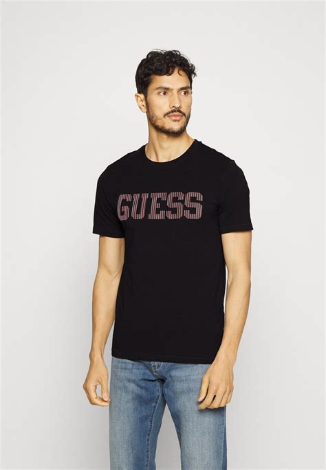 Guess Ermak Cn Ss T Shirt Print Jet Black Zwart Zalando Nl