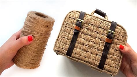 DIY Decorative Suitcase Jute Weaving Idea Jute And Cardboard Craft