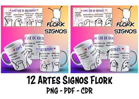 Pack De Artes Para Canecas Signos Flork Png Pdf E Cdr à venda em