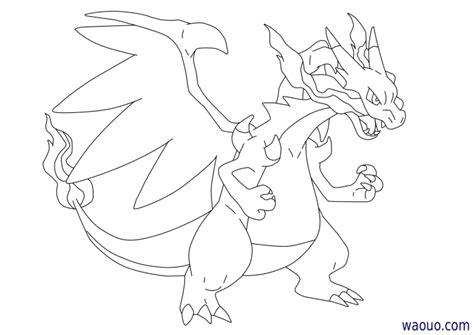 Coloriage M Ga Dracaufeu X Pokemon Imprimer Et Colorier