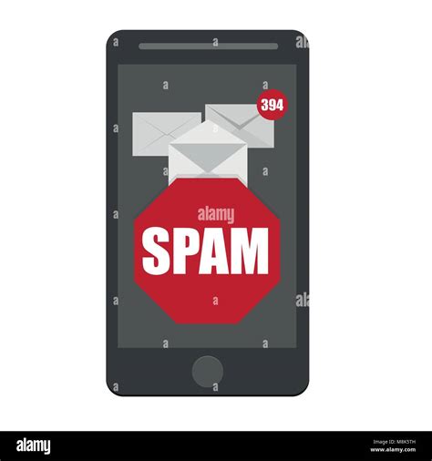 Vector Illustration Of Spam Envelope Icon With Counter And Red Sign On