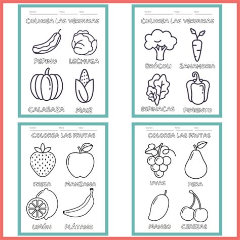 Preescolar Frutas Y Verduras Para Colorear Educamundo