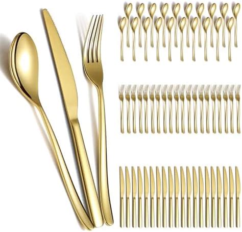 Berglander Gold Wedding Cutlery Set 60pcs Service For 20 Titanium