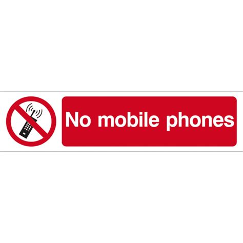 No Mobile Phones' Sign, Self-Adhesive Semi-Rigid PVC (200mm x 50mm) | RSIS