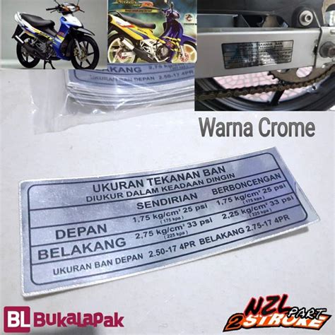 Jual Sticker Logo Emblem Perhatian Peringatan Tekanan Ban Body Frame