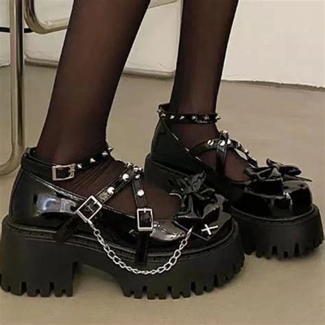 Black Mary Jane Shoes Lolita Solid Color Spring Fashion Butterfly Knot