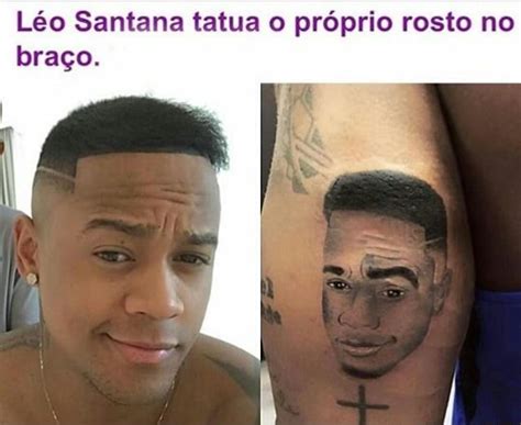 Léo Santana tatua o próprio rosto no braço