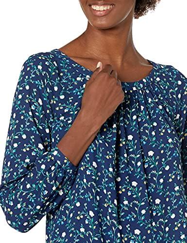 Amazon Lark Ro Women S Long Sleeve Gathered Blouse Navy