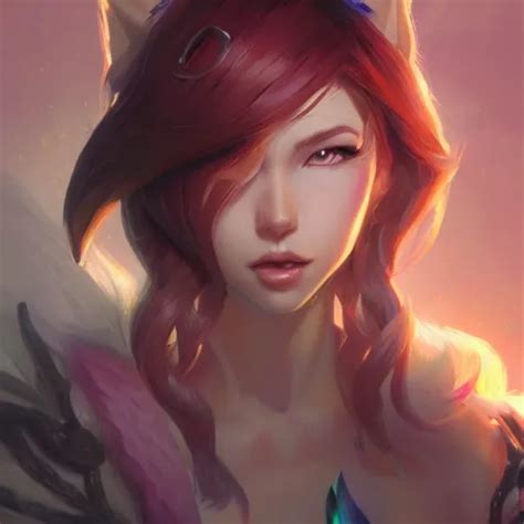 Ahri League Of Legends Fantasy Portrait Highly Stable Diffusion