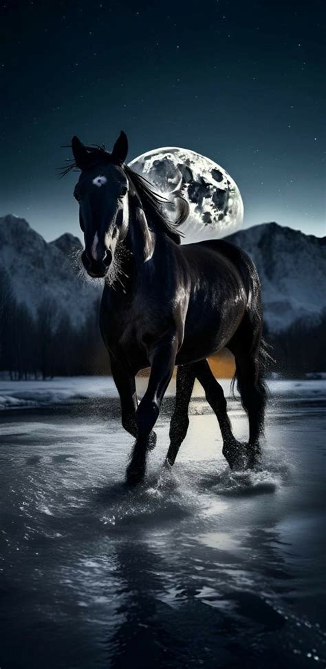 Black Horse Wallpaper 🐎 Moon Background