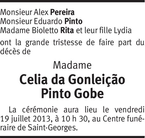 Celia Da Gonleicao Pinto Gobe Hommages