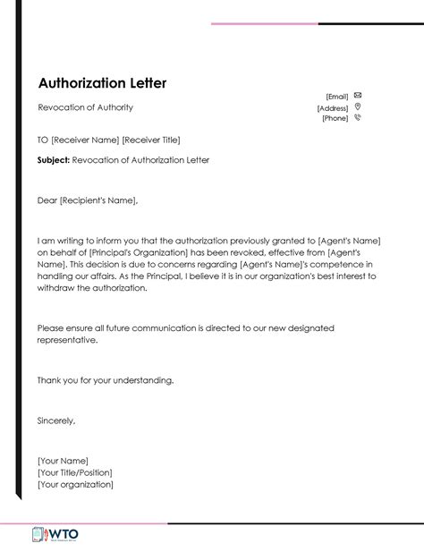 Revocation Of Authorization Sample Letters