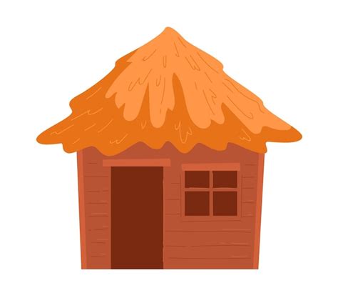 Cabane En Bois Avec Toit De Chaume Style Dessin Anim Cabane Brune Avec