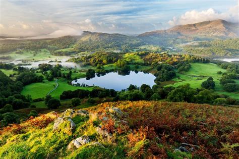 A View Of Loughrigg Tarn From Loughrigg Fell In Autumn