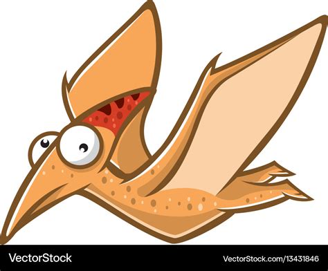 Cartoon funny pteranodon Royalty Free Vector Image