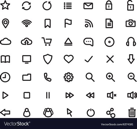 Digital Multimedia Thick Line Icons Set Royalty Free Vector