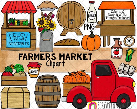 Farmers Market Clip Art - Fall Farm Truck - Autumn Harvest - Vegetable ...