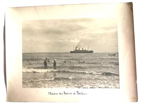 PHOTO ANCIENNE BATEAU Paquebot Mer Baigneurs années 30 Royan 17