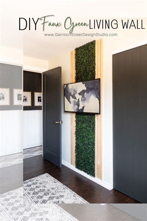 DIY Vertical Indoor Faux Green Living Wall with a TV - Garrison Street ...