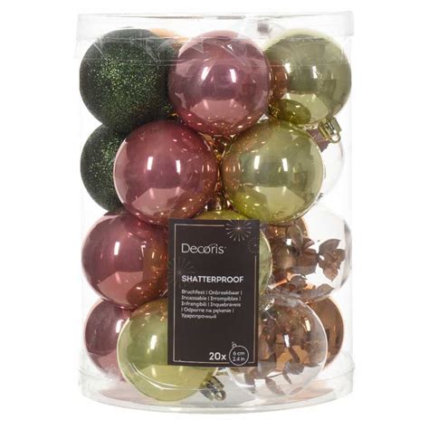 Decoris Shatterproof Bauble Mix In Assorted Colours Pack Of