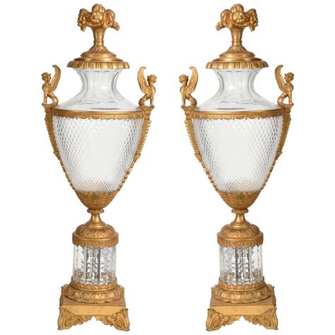 Mid 19th Century Large Matching Pair Of Bronze Or Cut Glass Urns For Sale At 1stdibs