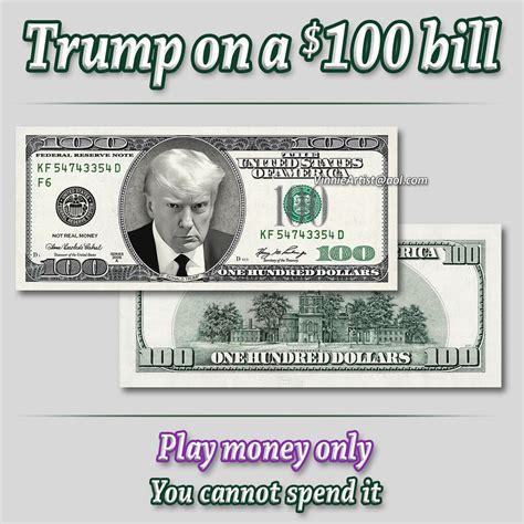 Donald Trump Mugshot 100 Dollar Bill Trump 2024 MAGA Funny Money