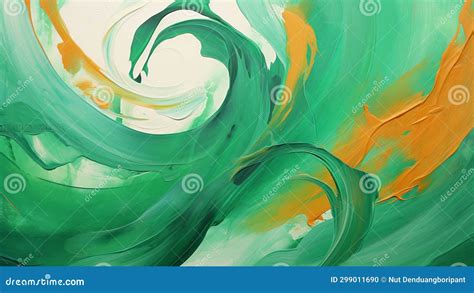 Vibrant Emerald Green And Copper Abstract Brush Strokes Stock