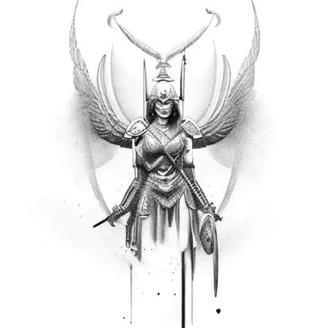 Black Grey Valkyrie Tattoo Design Idea Valkyrie Tattoo Swirl