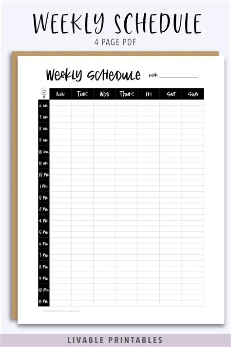 Printable Hourly Weekly Planner