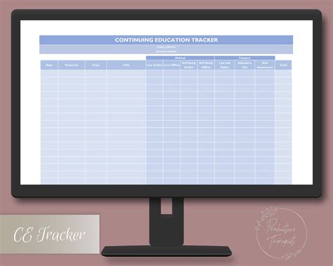 CEU Tracker Fillable PDF Continuing Education Tracker Microsoft Excel