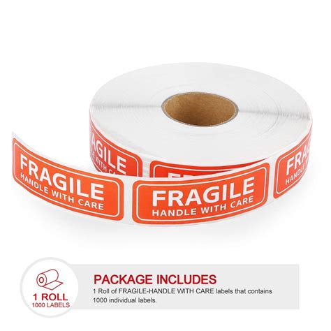 Methdic Fragile Stickers 1 X 3 Strong Adhesive Fragile Labels 1 Roll 1000 Labels Handle With