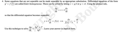 Solved 4. Some equations that are not separable can be made | Chegg.com