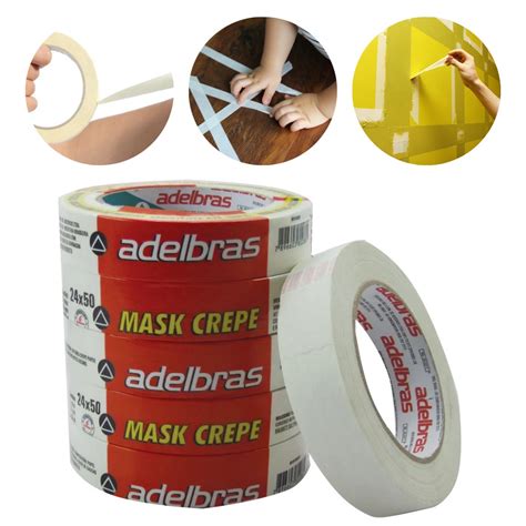 Fita Crepe Uso Geral Adesiva P Pintura Mm X M Rolos Shopee Brasil