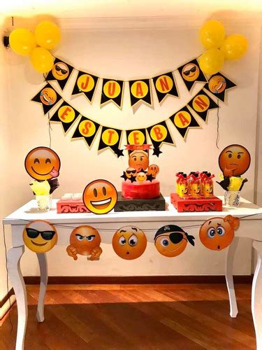 Kit Decoración Fiesta Infantil Emoji Emoticones Mercado Libre