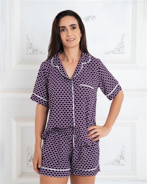 Pijama Feminino Adulto Americano Blogueira Aberto C botões COCO DOCE