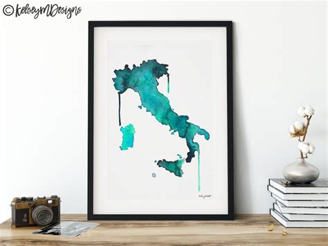 Italy Map, Watercolor Print, Italy Map Poster, Wall Art, Italy Map ...