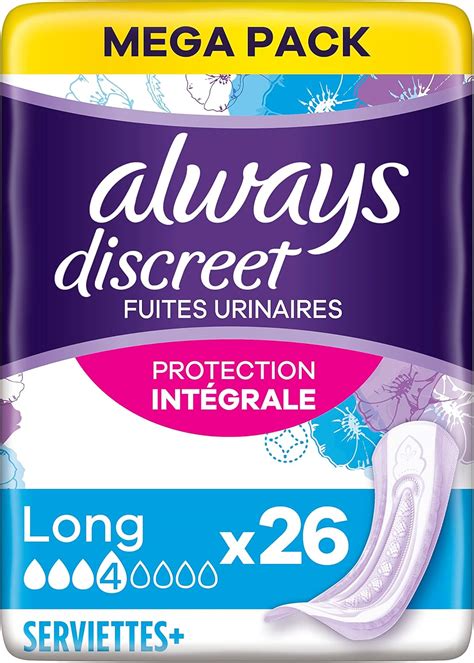 Always Discreet 26 Serviettes Hygiéniques Incontinence Femme Long 4