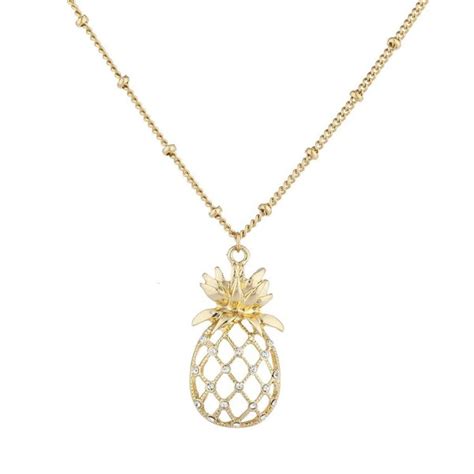 Cutout Tropical Fruit Pineapple Pendant Necklace Gold Cb12nv3gloz