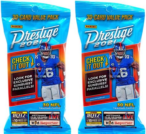 NFL Panini 2021 Prestige Football LOT of 2 Trading Card VALUE Packs 30 ...