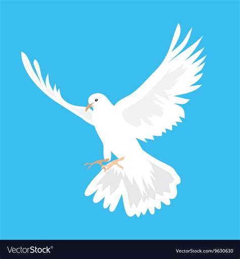 Beautiful White Dove Flying Way Up In A Blue Sky Vector Image