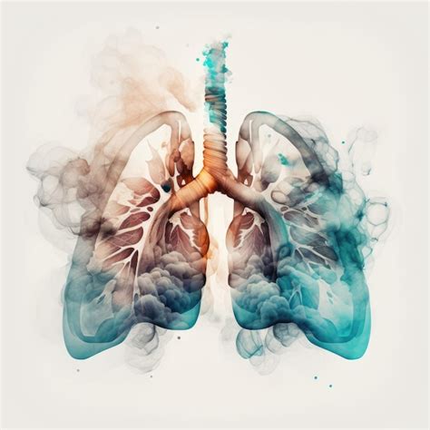 Premium AI Image | A drawing of a lungs with blue and orange smoke.